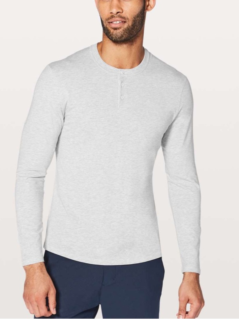 Men’s Lululemon 5 Year Basic Long Sleeve Henley Heathered Core Ultra Light Grey